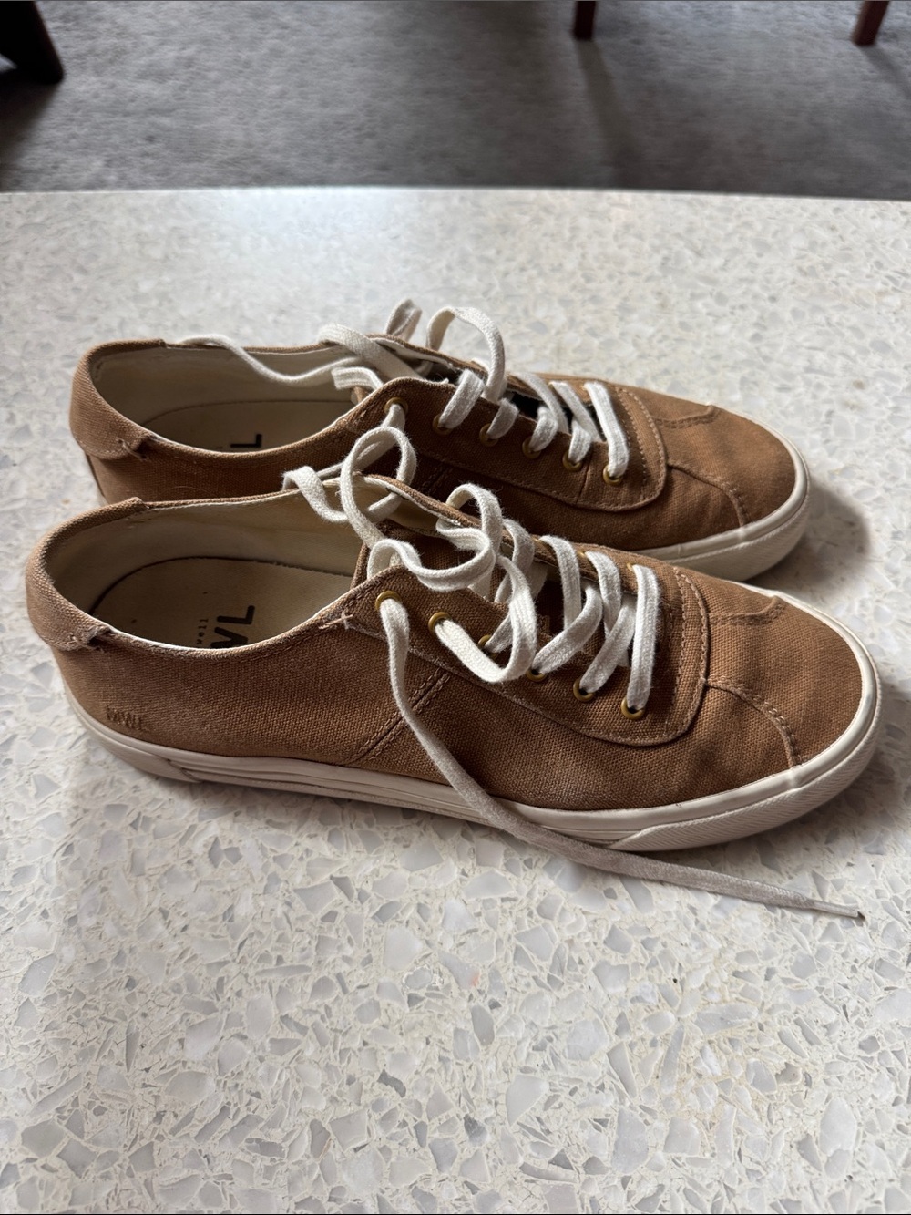 Madewell Tan Canvas Low-Top Sneakers with White Laces